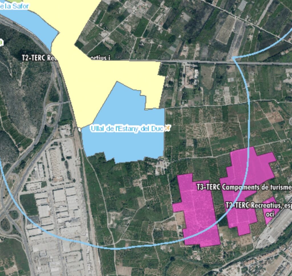 Herramienta de la Generalitat Valenciana para ver las zonas protegidas naturales. DIC camping Gandía. Ullal y Marjal de Gandía junto al glamping de Sunny Resorts S.L.